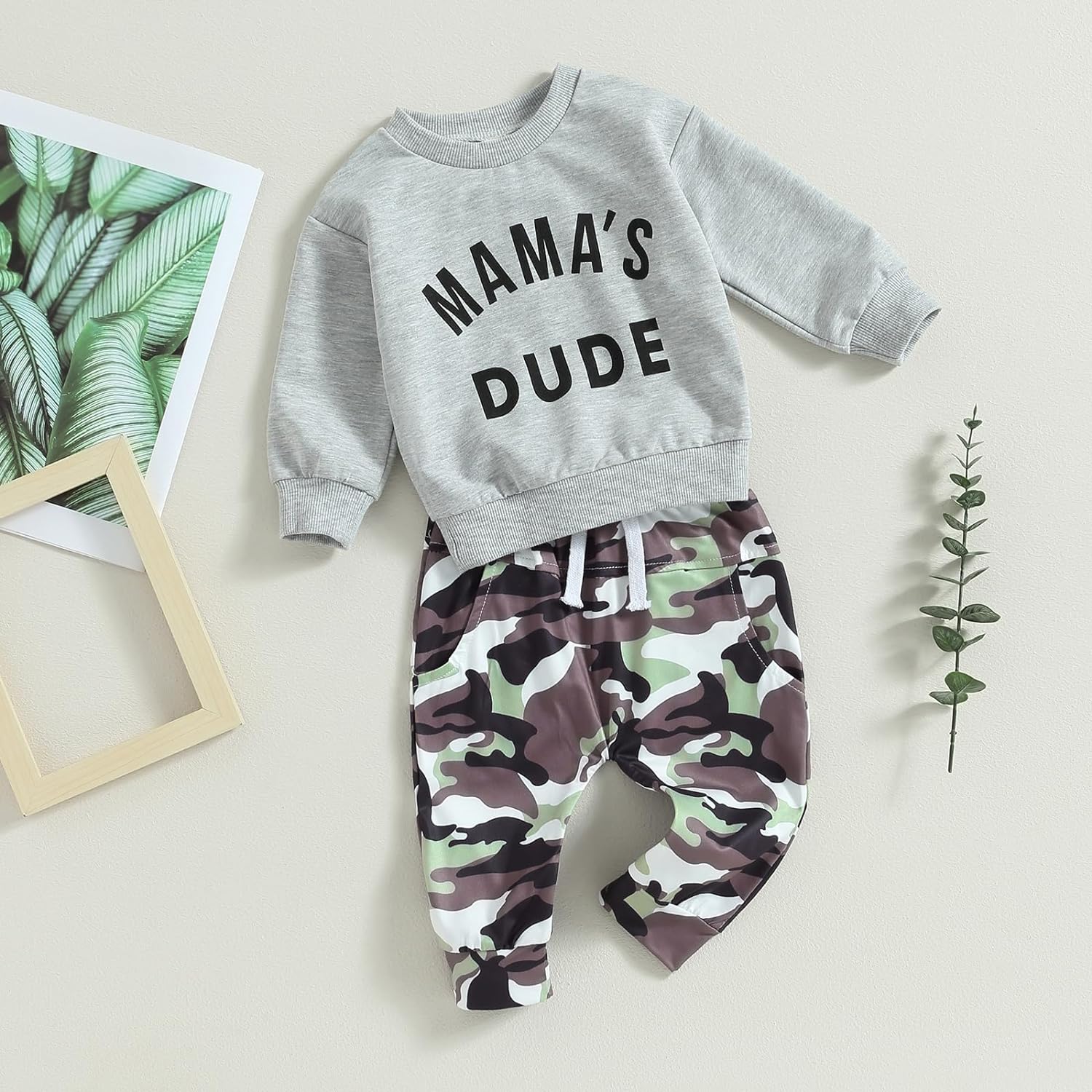 Toddler Baby Boy Clothes Camo Pant Set Long Sleeve Letter Sweatshirt and Camouflage Jogger Pants Infant Boy Outfits - Image 2